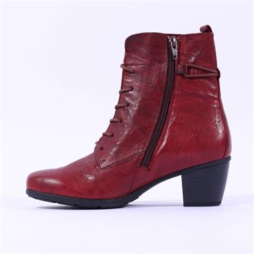 Gabor Easton Block Heel Rope Lace Boot - Red Leather