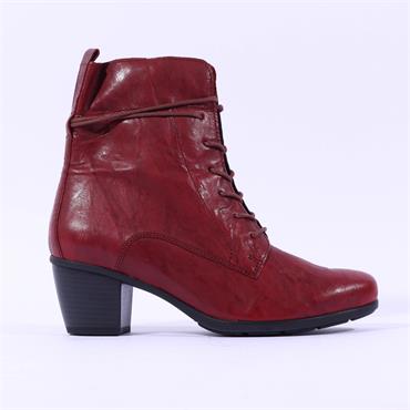 Gabor Easton Block Heel Rope Lace Boot - Red Leather