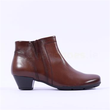 Gabor Heritage Low Block Heel Boot - Tan Leather