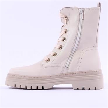 Gabor Genoa Stitch Sole Military Boot - Off White Leather