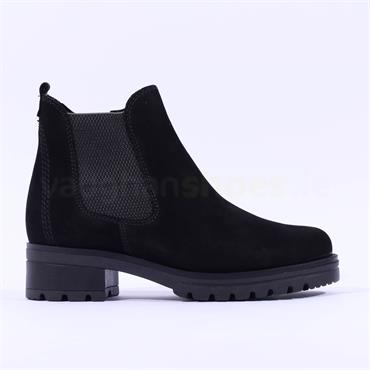 Gabor Sallis Block Heel Chelsea Boot - Black Suede