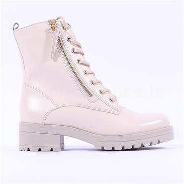 Gabor Countdown Lace Zip Military Boot - Off White Leather