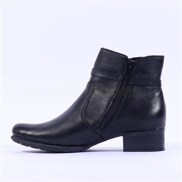 Rieker Strap Link Detail Ankle Boot - Black Leather
