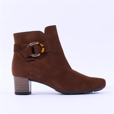 Gabor Hemp Block Heel Buckle Boot - Tan Suede