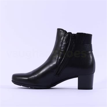 Gabor Hemp Block Heel Buckle Boot - Black Leather