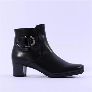 Gabor Hemp Block Heel Buckle Boot - Black Leather