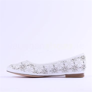 Caprice Alisa Low Heel Slip On Shoe - White Leather