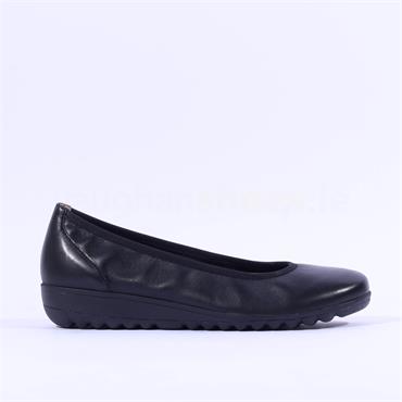 Caprice Faby Slip On Low Wedge - Black Leather