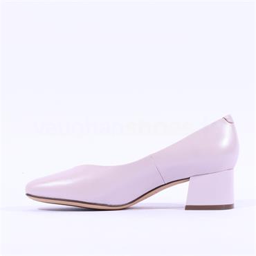 Caprice Nina Low Block Heel Court Shoe - Soft Pink Leather