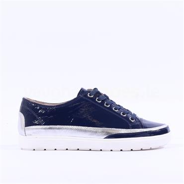 Caprice Manou Laced Casual Shoe - Navy Patent