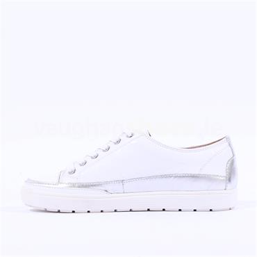 Caprice Manou Laced Casual Shoe - White Silver Patent