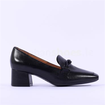 Caprice Nina Block Heel Link Loafer - Black Leather