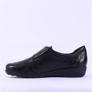 Caprice Vera Wide Fit Velcro Comfort - Black Leather