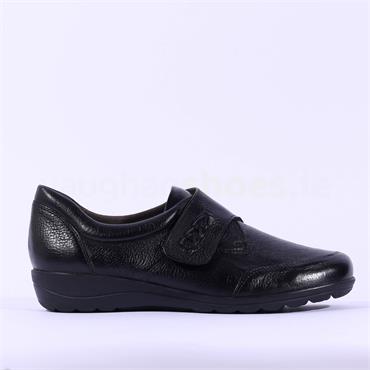 Caprice Vera Wide Fit Velcro Comfort - Black Leather