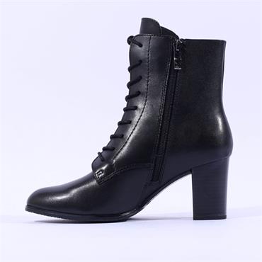 Caprice Verdana Block Heel Lace Boot - Black Leather