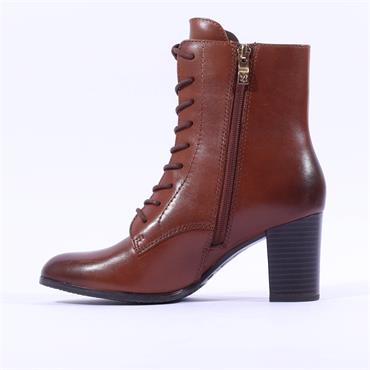 Caprice Verdana Block Heel Lace Boot - Cognac Leather