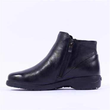 Caprice Jenna Wide Fit Twin Zip Boot - Black Leather