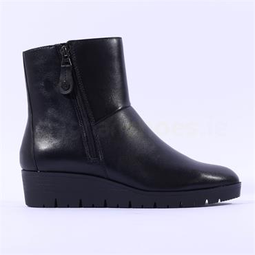 Caprice Antonette Side Zip Wedge Boot - Black Leather