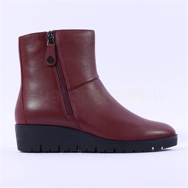 Caprice Antonette Side Zip Wedge Boot - Bordeaux Leather