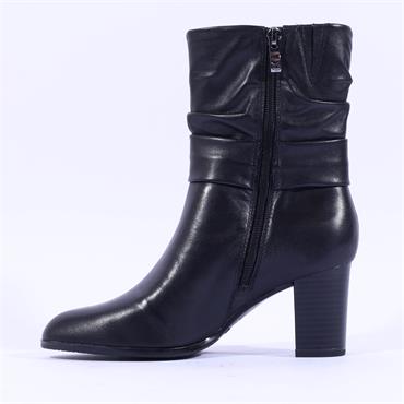 Caprice Verdana Folded High Block Heel - Black Leather