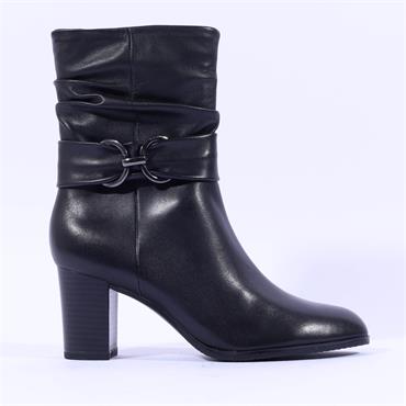 Caprice Verdana Folded High Block Heel - Black Leather