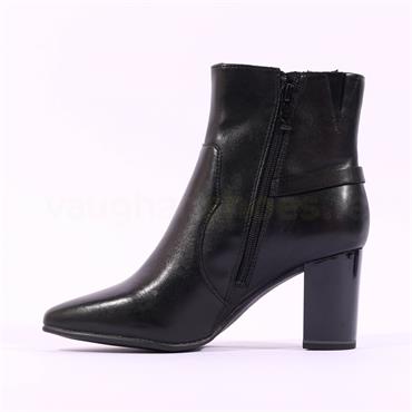 Caprice Audrey Link Strap Ankle Boot - Black Leather