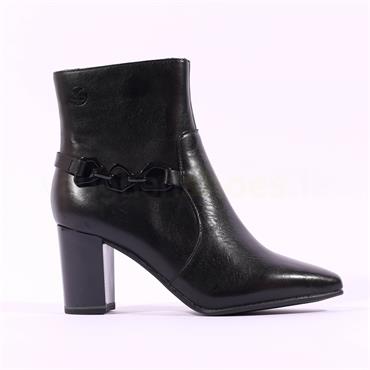 Caprice Audrey Link Strap Ankle Boot - Black Leather