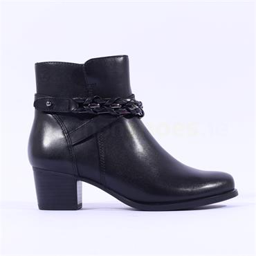 Caprice Balina Strappy Chain Ankle Boot - Black Leather