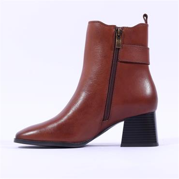 Caprice Aurora Flare Block Heel Boot - Cognac Leather