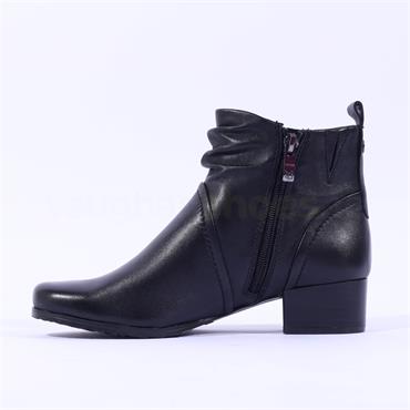 Caprice Gerda Folded Wide Fit Ankle Boot - Black Soft Leather