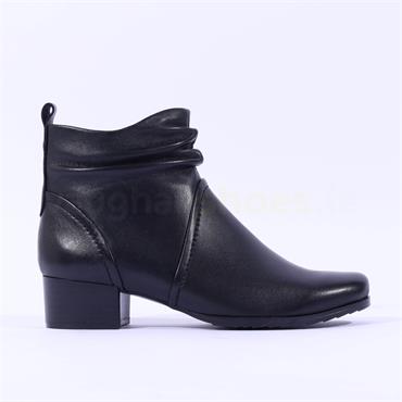 Caprice Gerda Folded Wide Fit Ankle Boot - Black Soft Leather