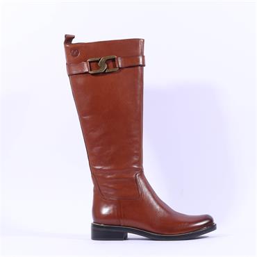 Caprice Kania Buckle Detail Long Boot - Cognac Leather