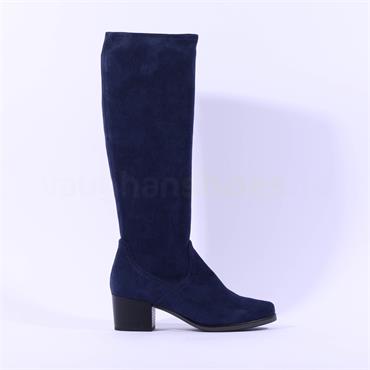 Caprice Kania PullOn BlockHeel Long Boot - Navy Stretch