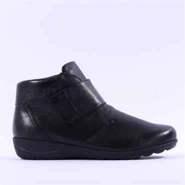 Caprice Vera Wide Fit Velcro Strap Boot - Black Leather