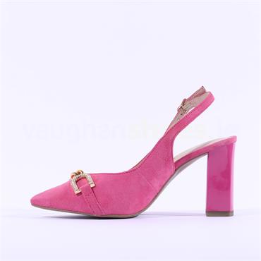 Caprice Effi Slingback Block High Heel - Fuchsia Suede