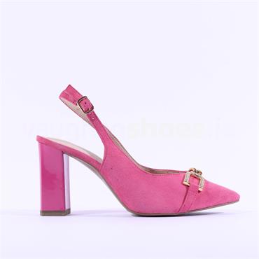 Caprice Effi Slingback Block High Heel - Fuchsia Suede