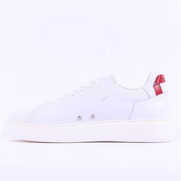 Ambitious Eclipse Lace Up Trainer - White Red Leather