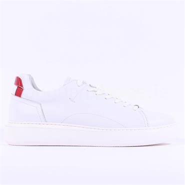 Ambitious Eclipse Lace Up Trainer - White Red Leather