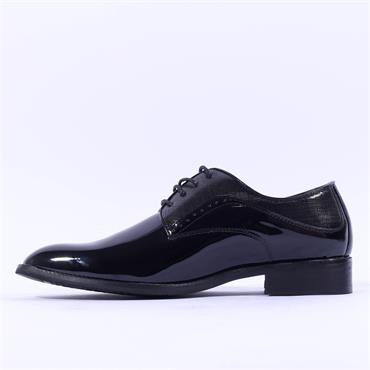 Brent Pope Halcombe Laced Plain Toe Shoe - Black Patent