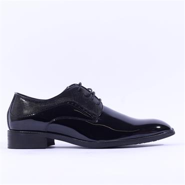 Brent Pope Halcombe Laced Plain Toe Shoe - Black Patent