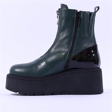 Marco Moreo Vale Front Zip Platform Boot - Green Leather