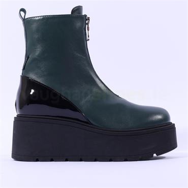 Marco Moreo Vale Front Zip Platform Boot - Green Leather