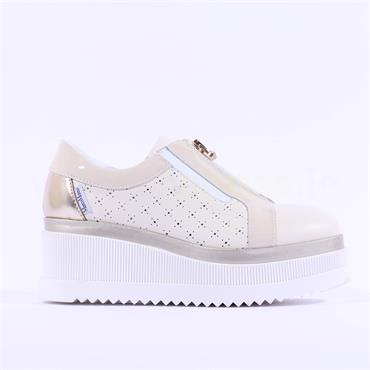 Marco Moreo Hanna Front Zip Platform - Latte Cream