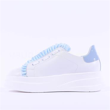 Marco Moreo Brighton Lace Frill Trainer - White Baby Blue