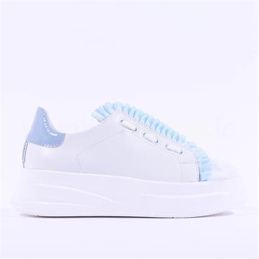 Marco Moreo Brighton Lace Frill Trainer - White Baby Blue