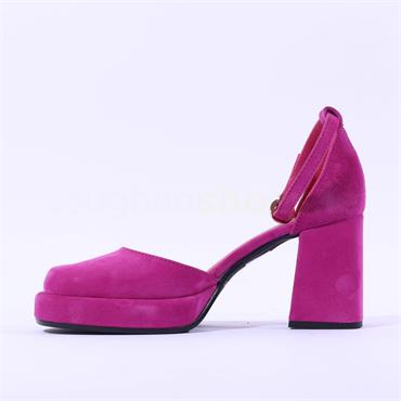 Marco Moreo Geneva Block High Heel - Fuchsia Suede