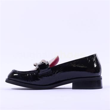 Marco Moreo Oslo Slip On Link Loafer - Black Cream Patent