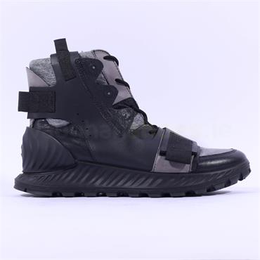 Ecco Men Exostrike Boot Velcro Straps - Black Grey