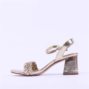 Millie & Co Lacey Block Heel Weave Strap - Gold