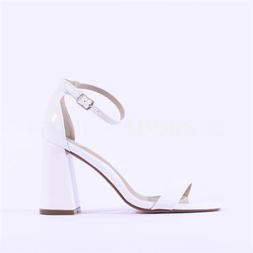 Millie & Co Tasha High Block Heel - White Patent